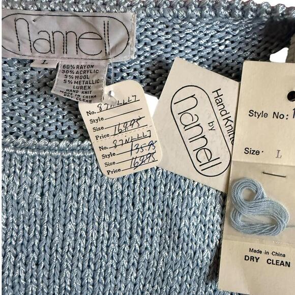 Nannell Hand Knit Metallic Sweater Bird & Cloud Appliqué Women’s L - Picture 2 of 6